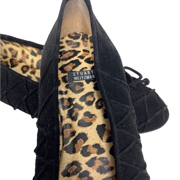 Stuart Weitzman Suede Ballet Flats with Raised Criss Cross Pattern - Picture 3 of 9